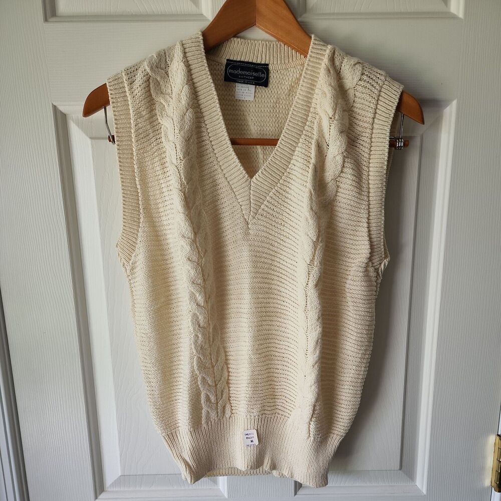 Vintage Mademoiselle Knitwear Sweatervest Womens Size M 80s Pullover Retro Style